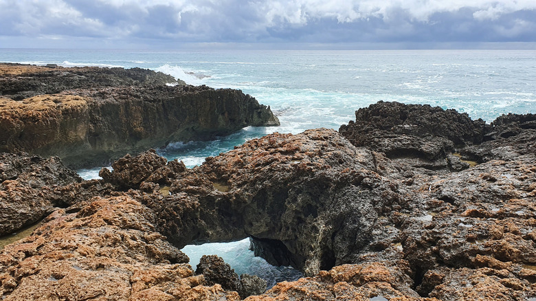 The rocky Mermaid Cave in Oahu, Hawaii