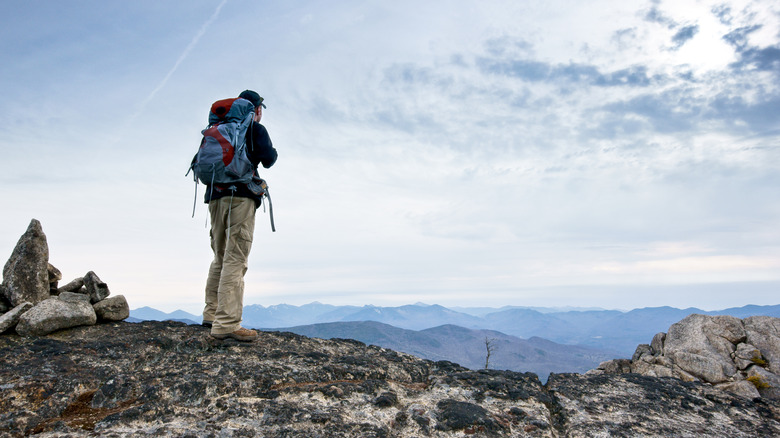 Hiker on Jay Mountain near Jay, New York