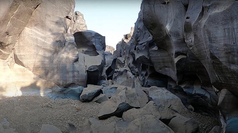 Wavy rock walls of Black Magic Canyon