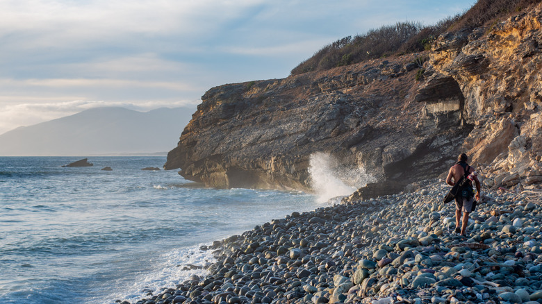 Rocky stretch of shore in La Ticla, Mexico