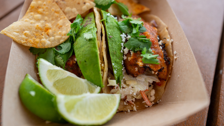 Baja style fish tacos, frequently served in La Ticla, Mexico