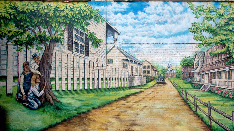 A mural of "To Kill A Mockingbird" in Monroeville