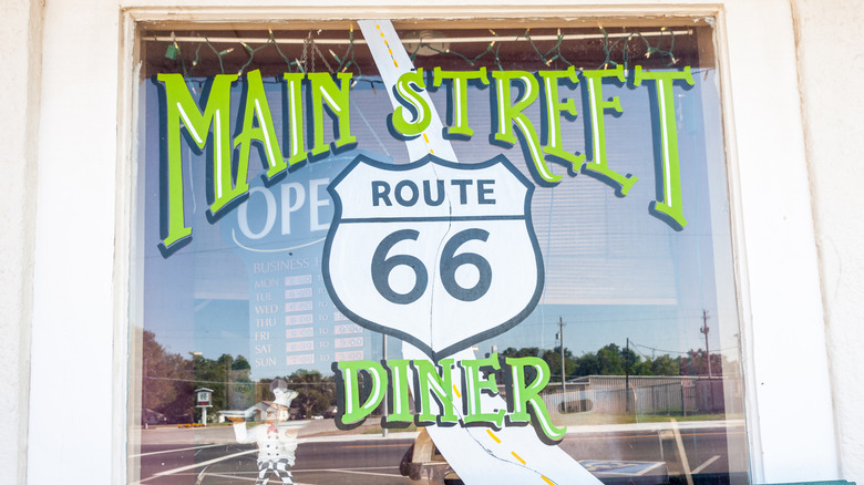 Window of The Main Street Diner in Chelsea, Oklahoma