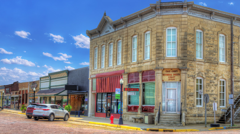 Storefronts and architecture in Cottonwood Falls, Kansas