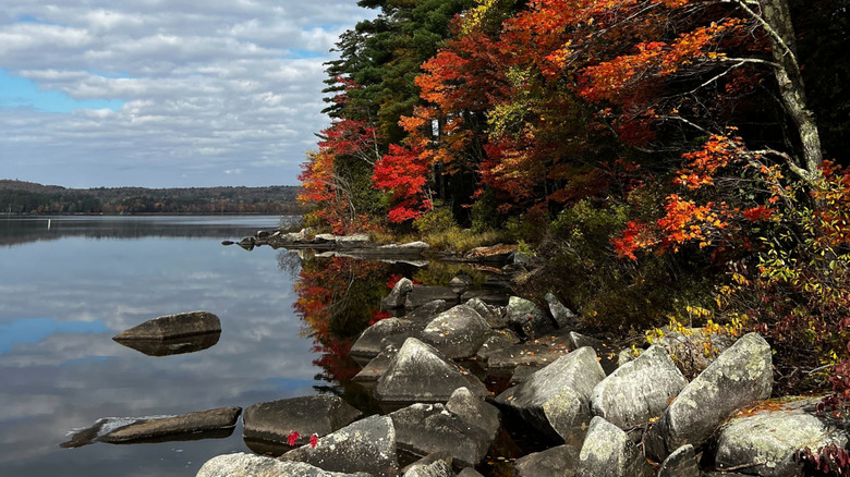 Great Moose Lake with fall foliage