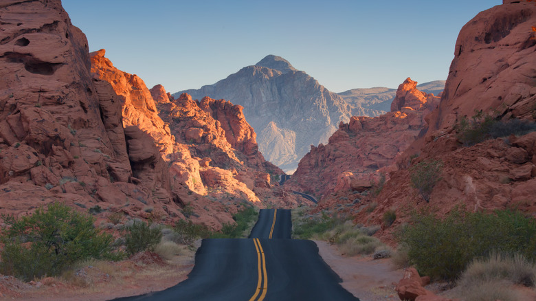 Scenic road in Valley of Fire State Park near Overton, Nevada