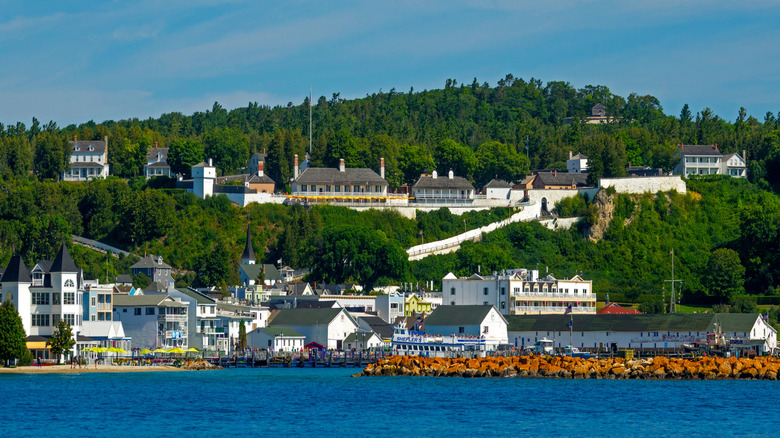 Mackinac Island with Fort Mackinac in the distance