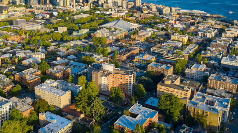 Aerial view of Belltown in Seattle, WA