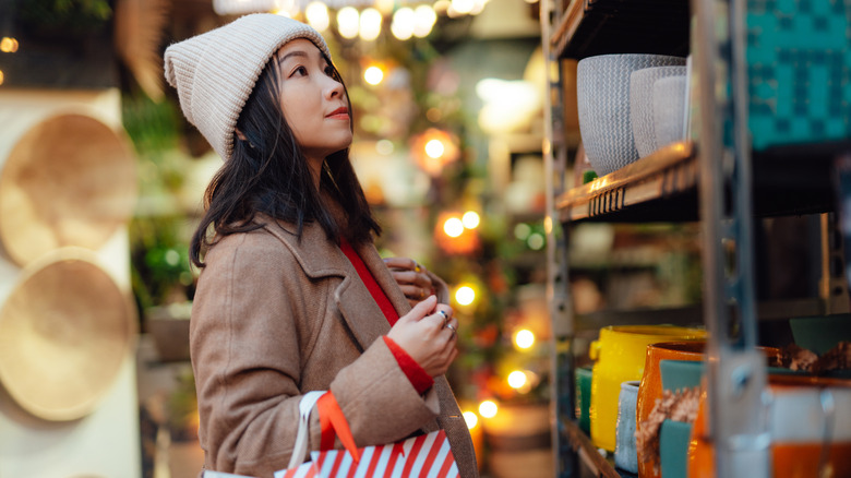 A woman Christmas shopping