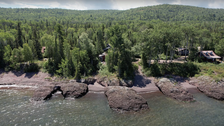 An aerial view of Fresh Coast Cabins