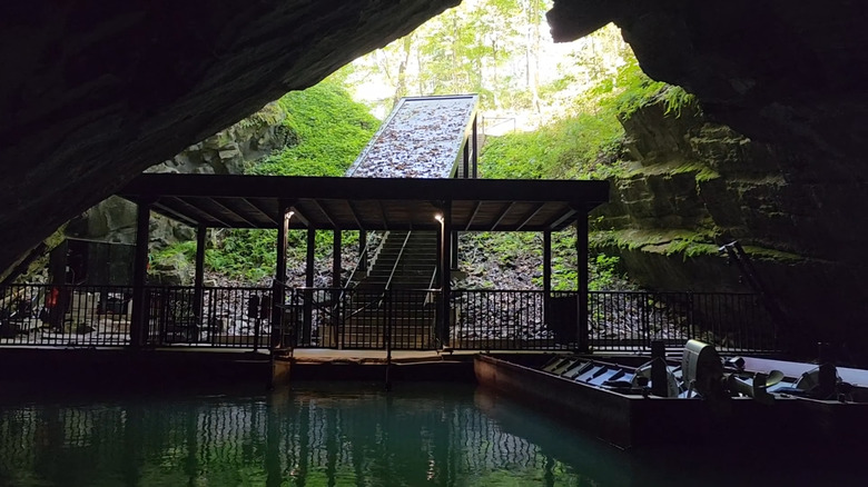 Still of footage from interior of Penn's Cave