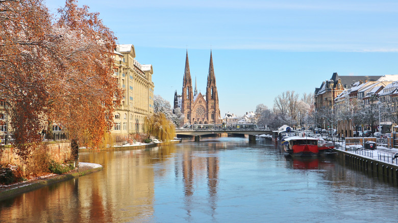 Rhine River in Strasbourg during winter