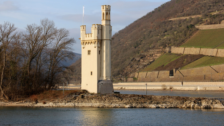 Bingen Mouse Tower on a small island in the Rhine River