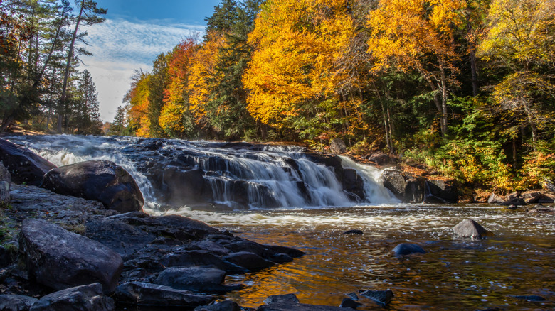 A waterfall near Long Lake, New York in autumn