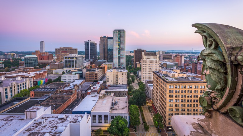 Cityscape of Birmignham Alabama at dusk