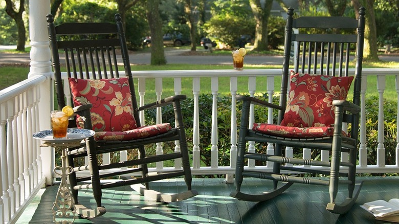 Rocking chairs on the porch of Magnolia Springs Bed & Breakfast