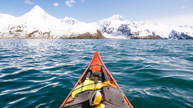 Kayak in the water in Alaska