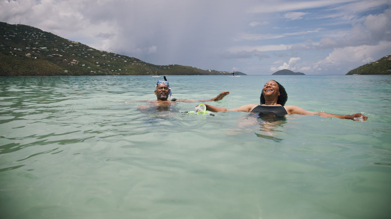 A couple floats in the US Virgin Islands