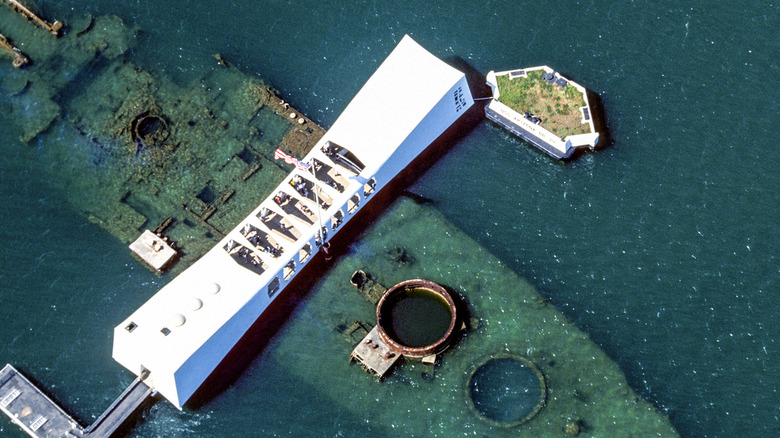 Oahu's Pearl Harbor monument is shown in photos