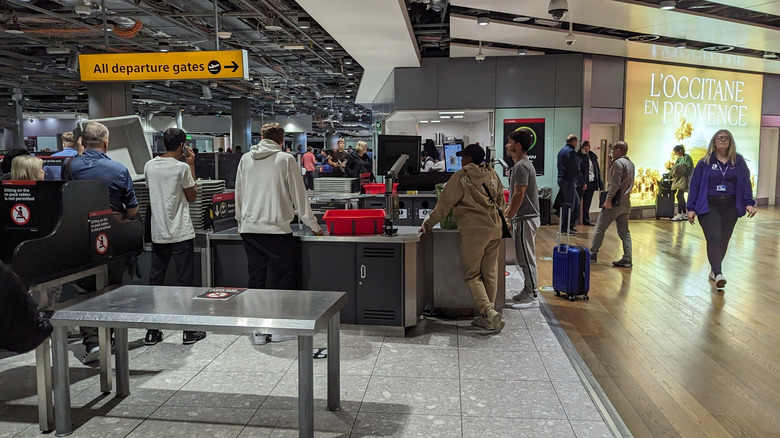 The security check at London Heathrow Airport