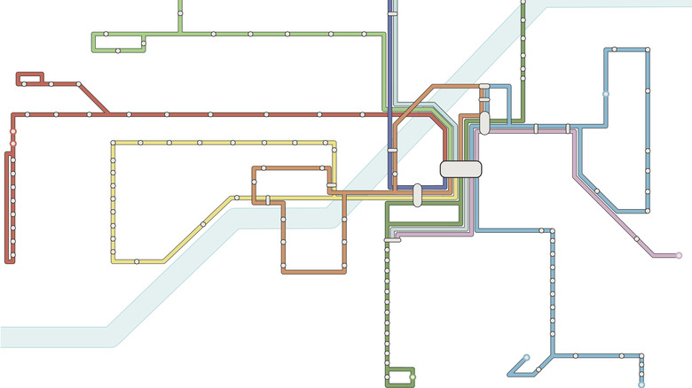 Metro rail map of an unspecified city