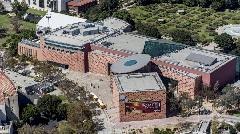 An aerial view of the California Science Center in Los Angeles.