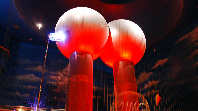 Electric currents produce lightning at the Museum of Science in Boston, Massachusetts