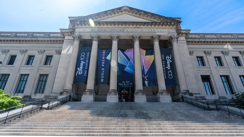 The entrance to the Franklin Institute.