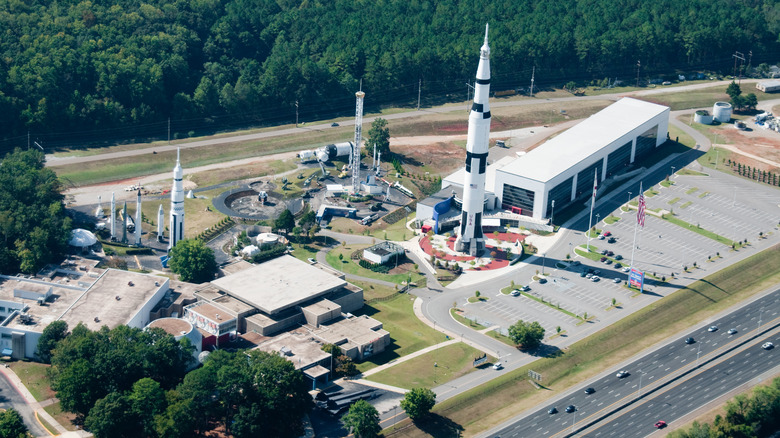 An aerial view of the ‌U.S. Space & Rocket Center.