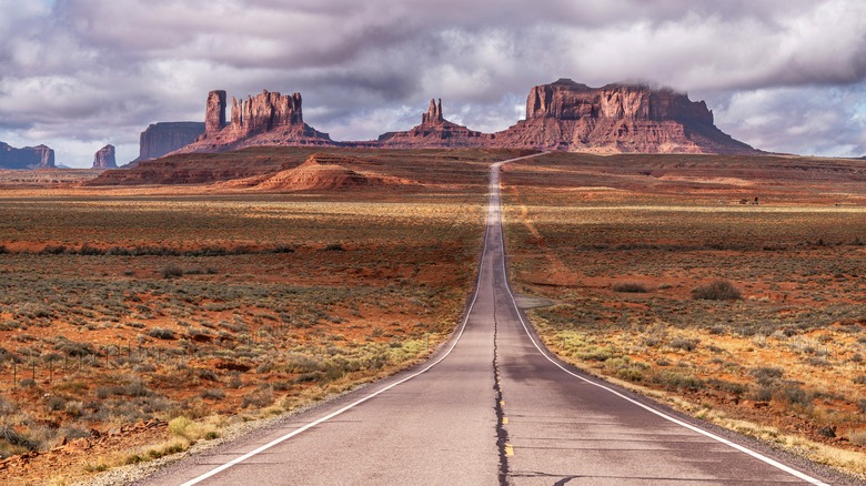 An empty road through the Midwest