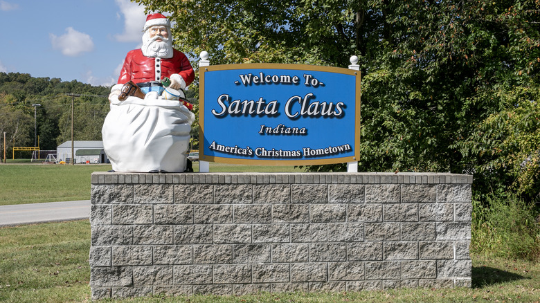 Welcome sign in Santa Claus, Indiana