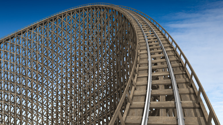 A wooden roller coaster