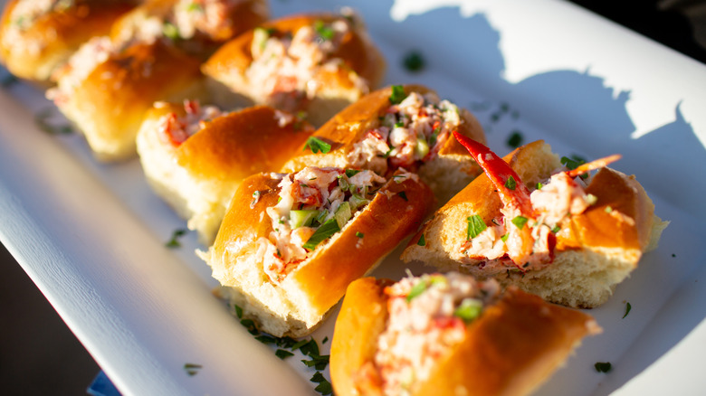 Fresh lobster rolls served on the New England coast