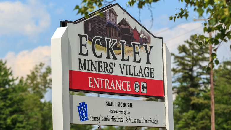 A sign signaling the entrance to Eckley Miners' Village