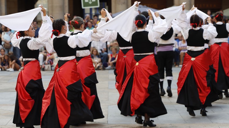 Traditional Basque dancing in the streets