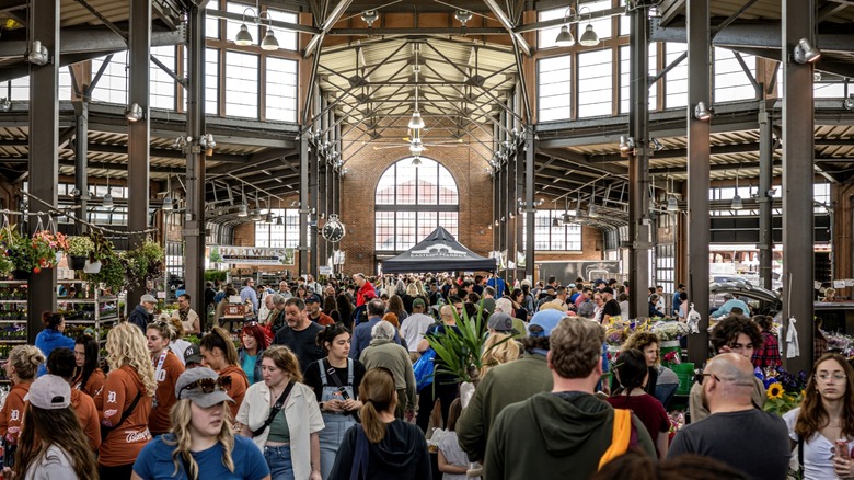 Busy Eastern Market in Detroit, Michigan, on Saturday