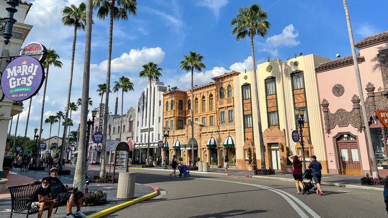 Universal Studios road during Mardi Gras