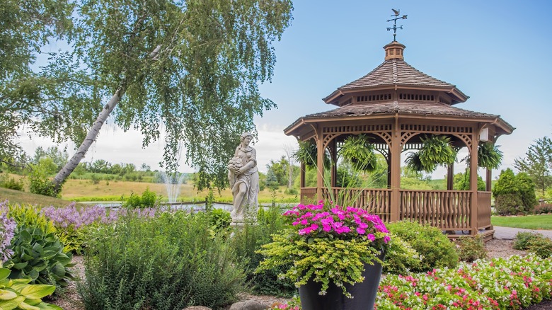 A pergola in the gardens in Lindström, Minnesota