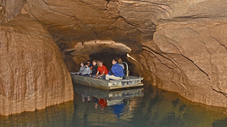 Boat tour inside Bluespring Cavern