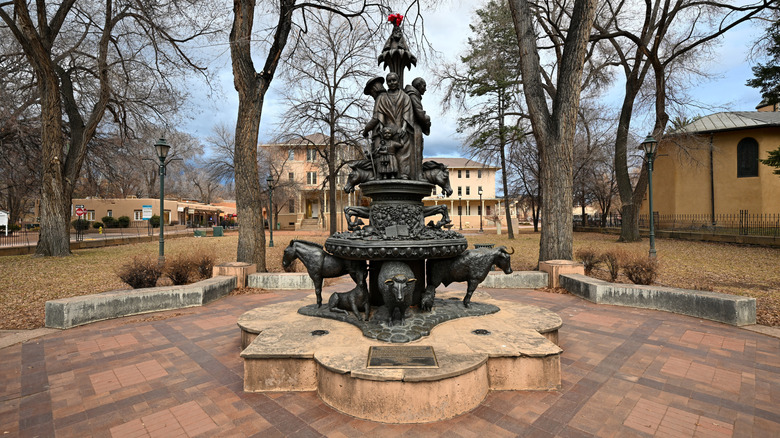 Santa Fe Cathedral Park and Monument commemorating the Spanish colonization of New Mexico