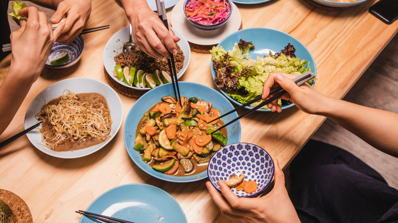 A table full of Chinese dishes