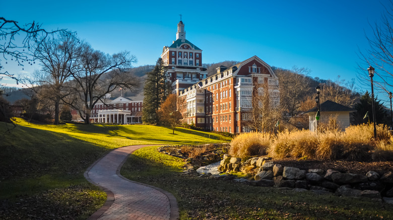 Exterior view of the Omni Homestead Resort in Virginia