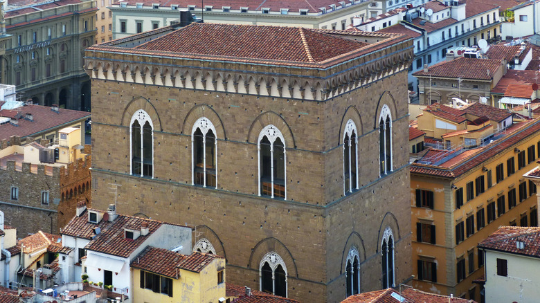 Aerial view of the Orsanmichele Church in Florence, Italy