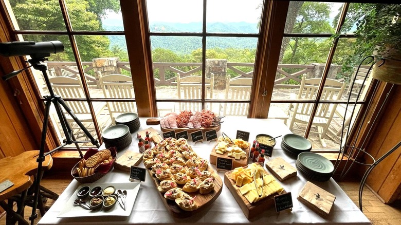 A spread of food at the Snowbird Lodge