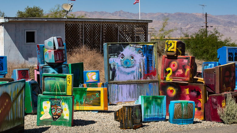 Painted TV sets in Bombay Beach, California