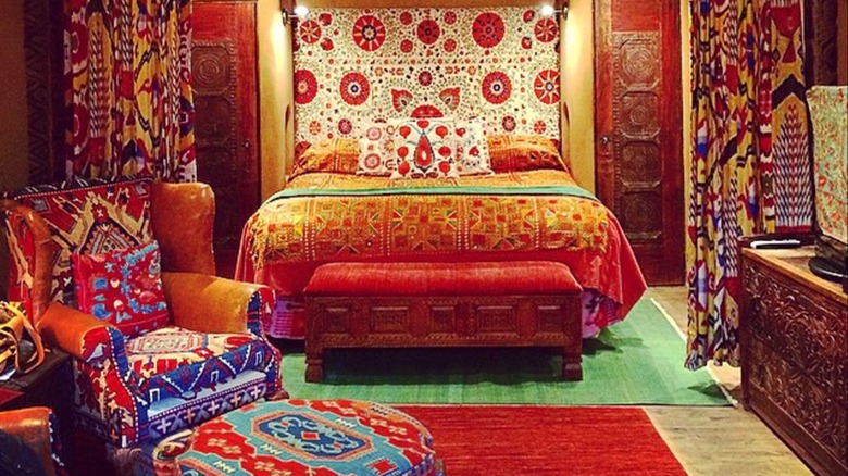 Exotic decor and room interior at the Inn of the Five Graces in Santa Fe, NM