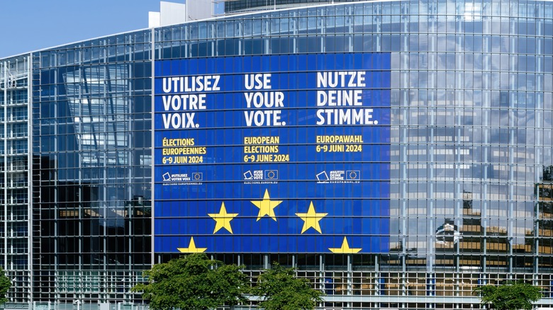 Sign outside European Parliament