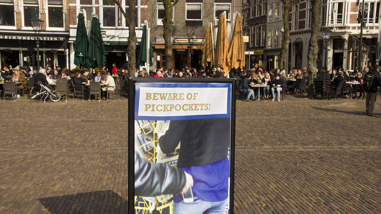 Sign for pickpockets in Netherlands