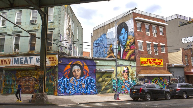 A street with murals in Bushwick, New York