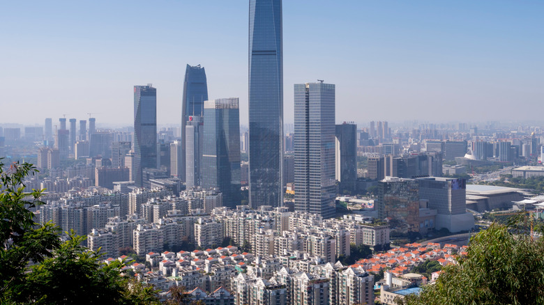 Aerial view of the Dongguan cityscape in China